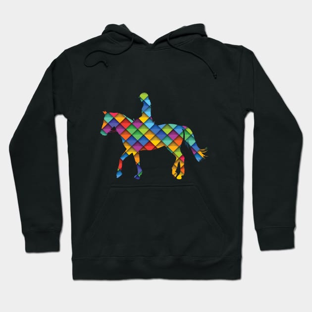 Horse - Horse And Female Rider Hoodie by Kudostees